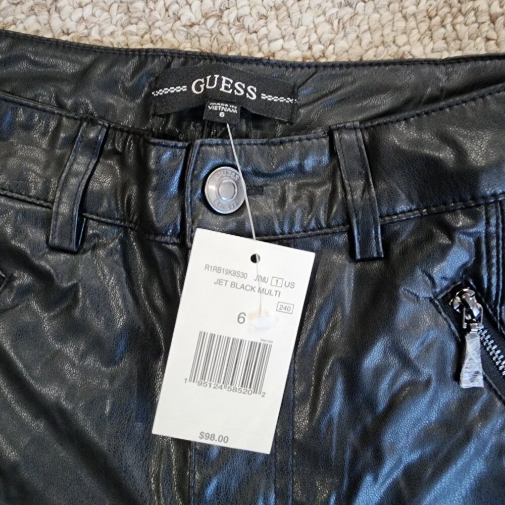 NWT Guess Faux-Leather Pants Size 6 - Picture 4 of 7